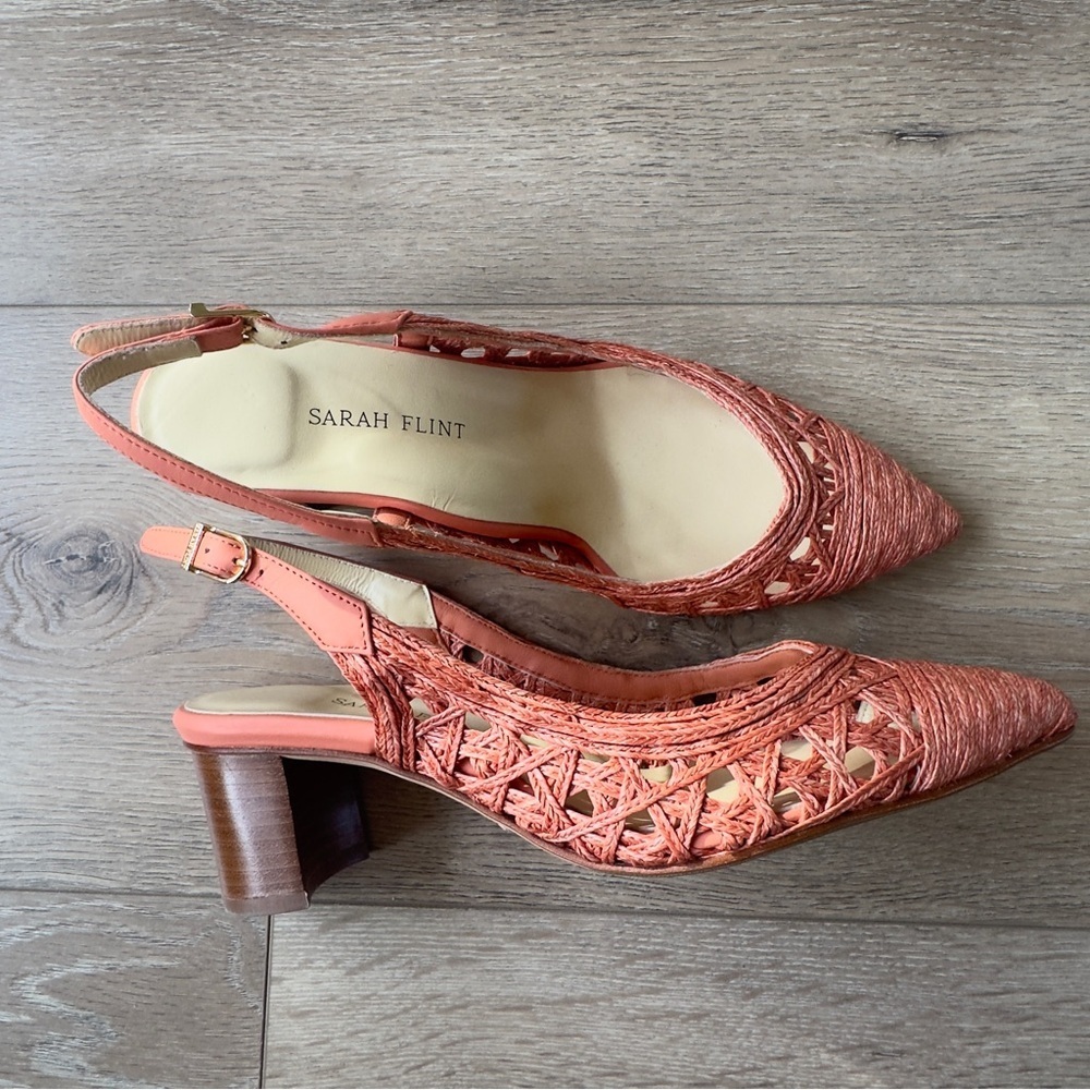 Sarah Flint Coral Woven Slingback Pumps - Picture 5 of 16